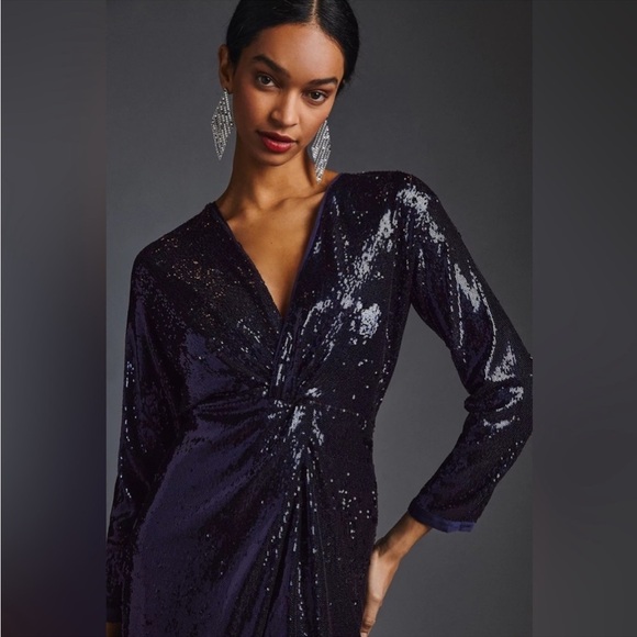 Anthropologie Twist-Front Sequin Dress Size 6 NWT - Picture 3 of 16